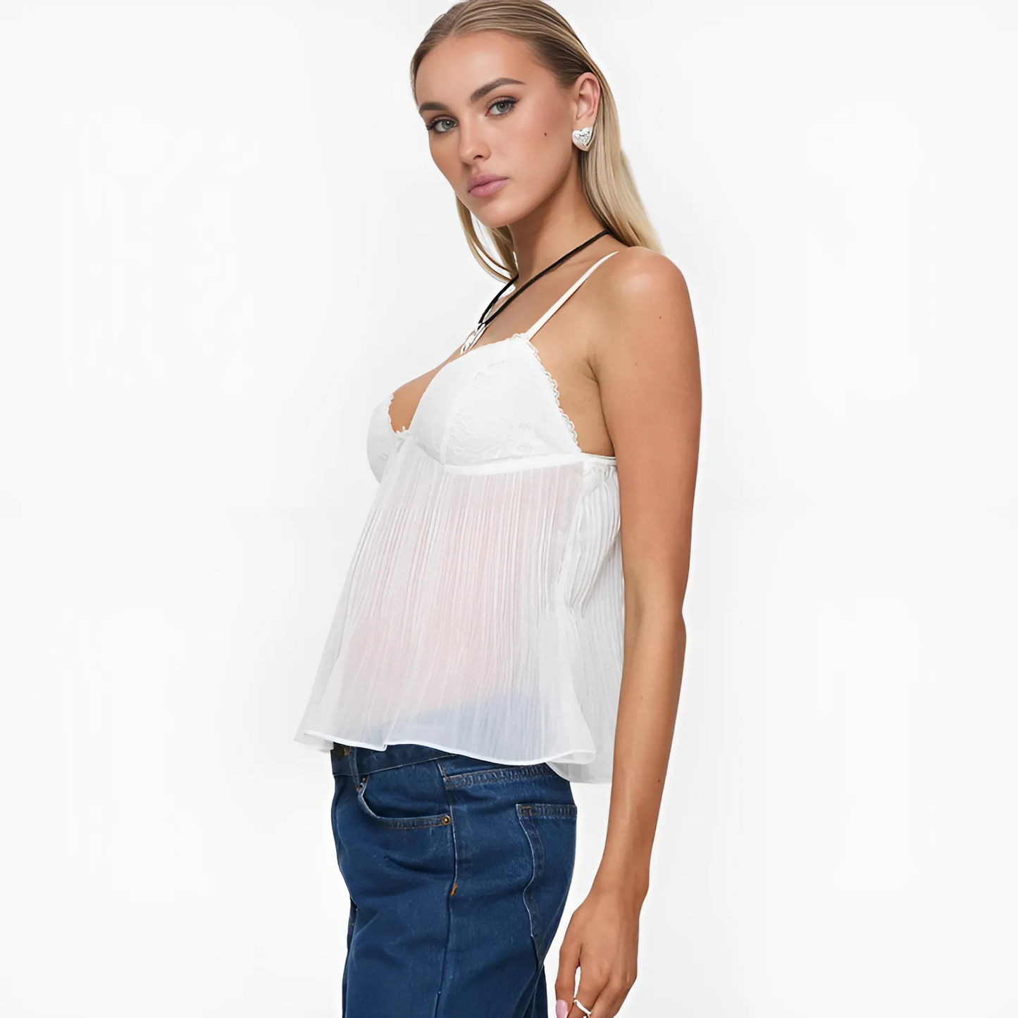 Chloe&Co. Laced Up Bow Cami